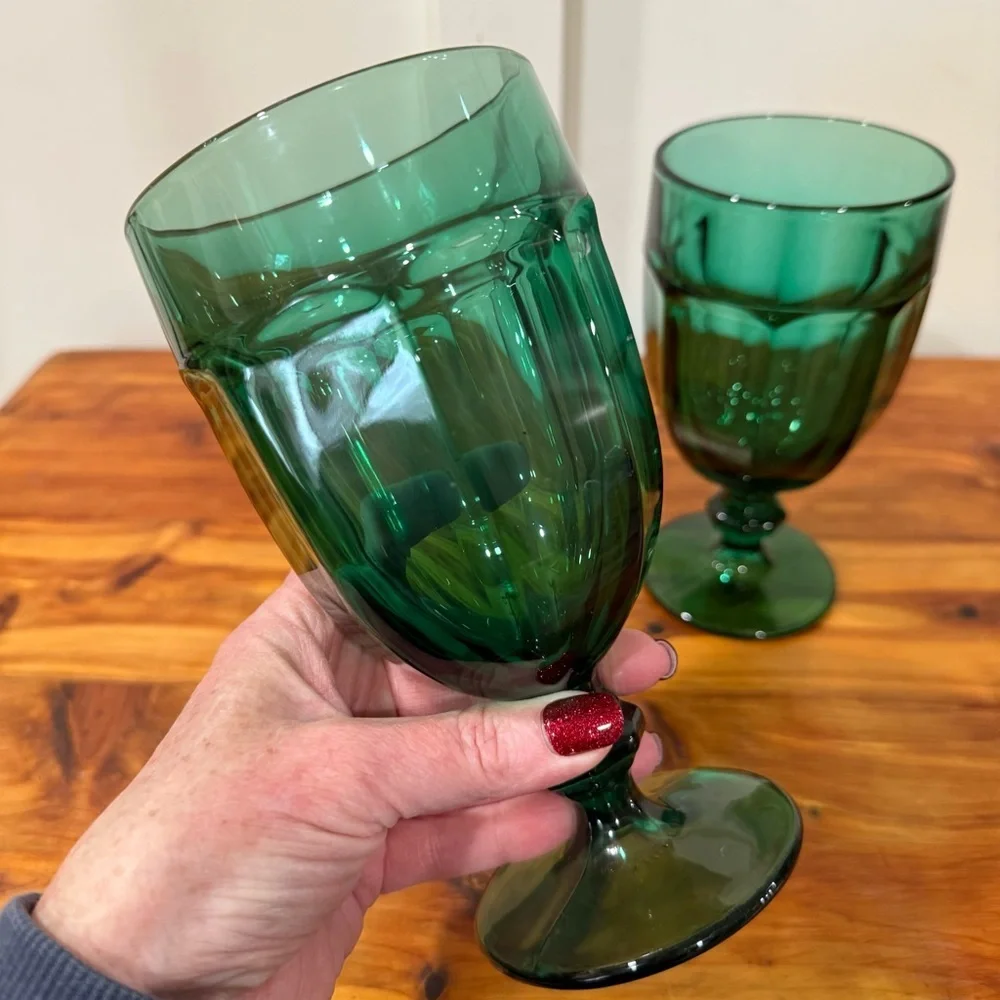 Libbey Glass Company Iced Tea Glass Gibraltar Juniper Green Set of 2